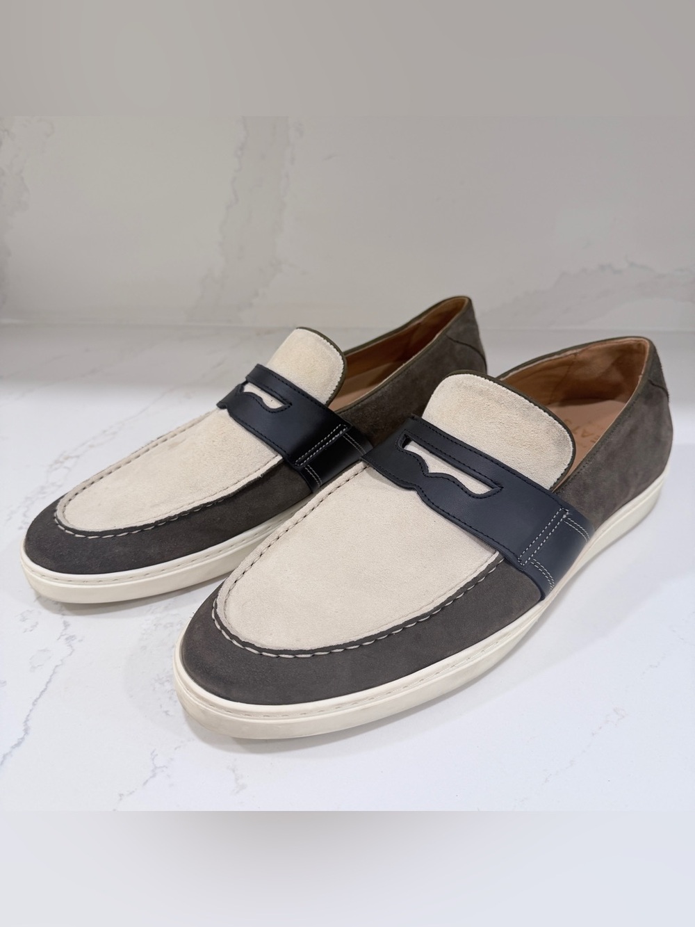 GREATS Paros Suede Leather Penny Loafer Sneakers Gray Cream Men’s US 12 Portugal